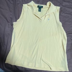 Thrifted yellow collared Ralph Lauren tank top.